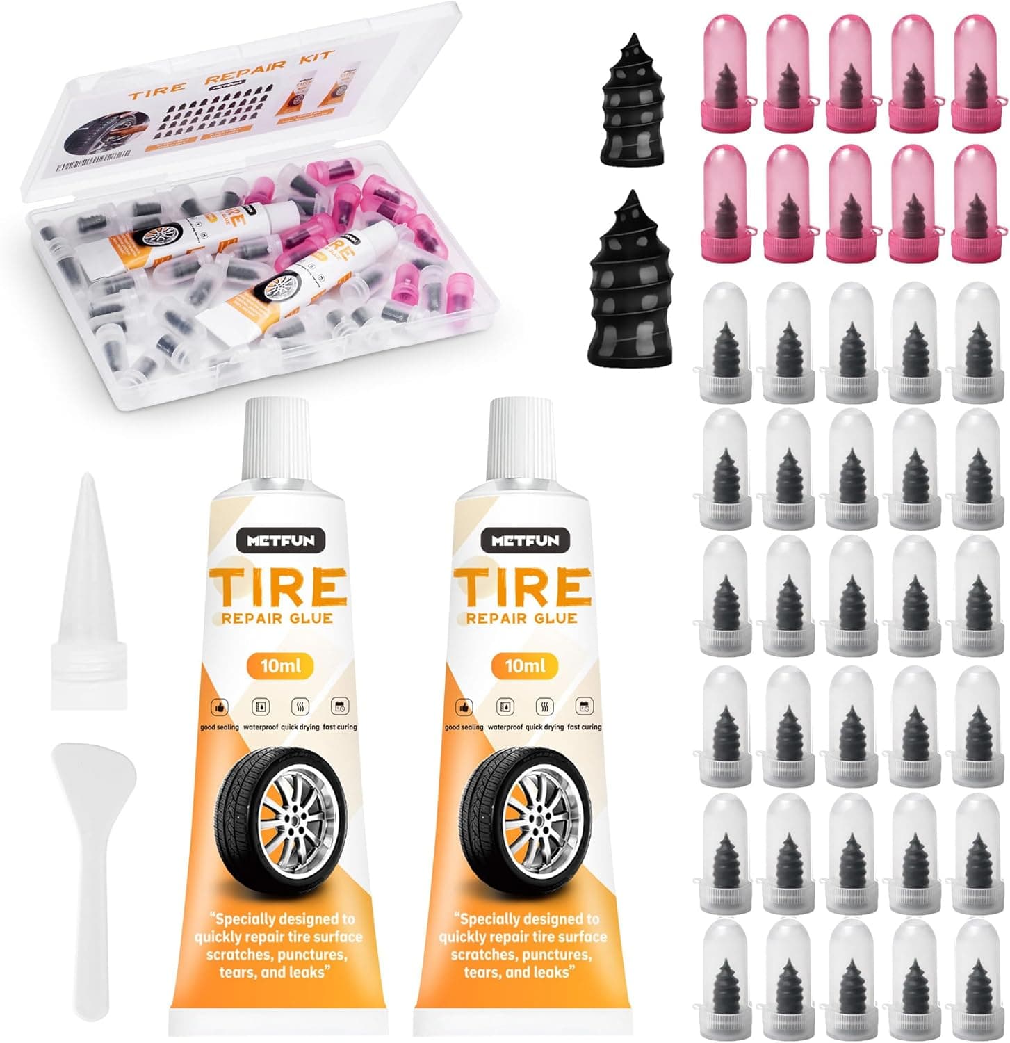 MetFun Screw-In Tire Plug Kit, 40 Plugs