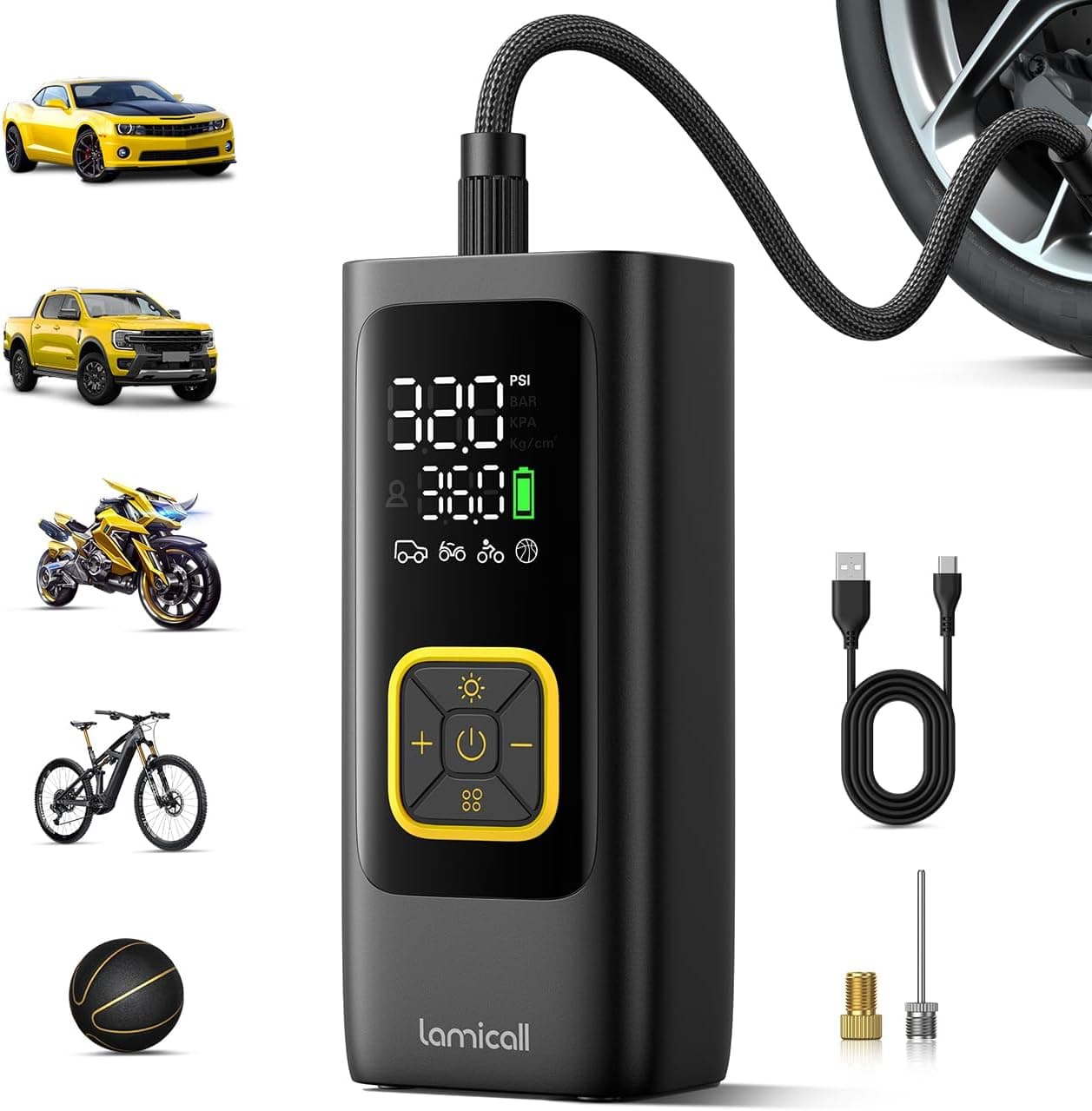 Lamicall Rechargeable Inflator, 150 PSI