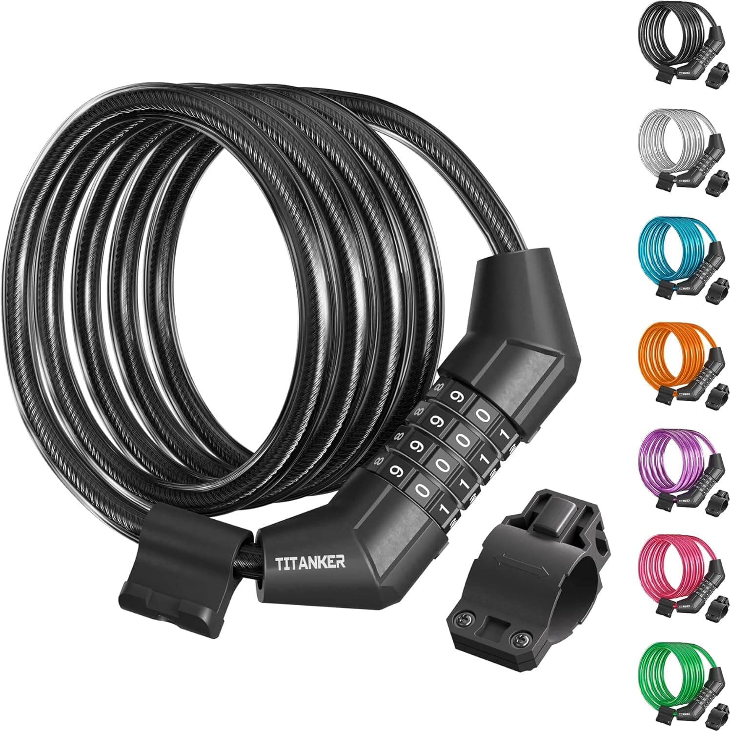 Titanker Self-Coiling Cable Lock, 4 ft